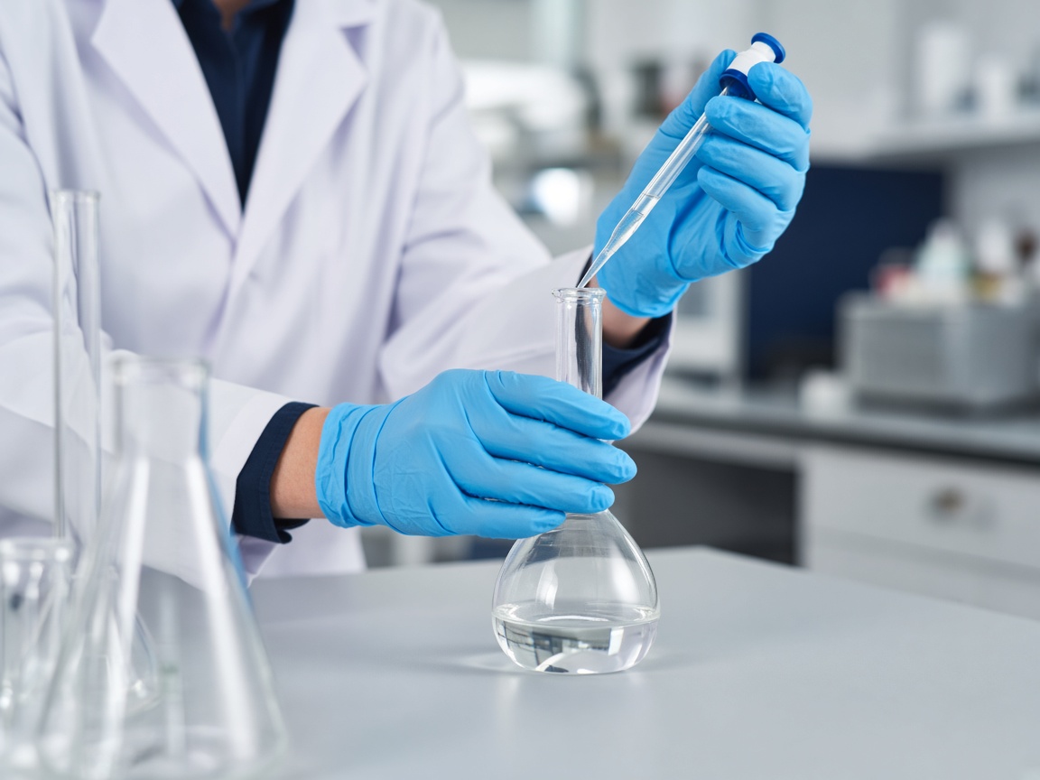 Precision chemistry in progress at a laboratory bench