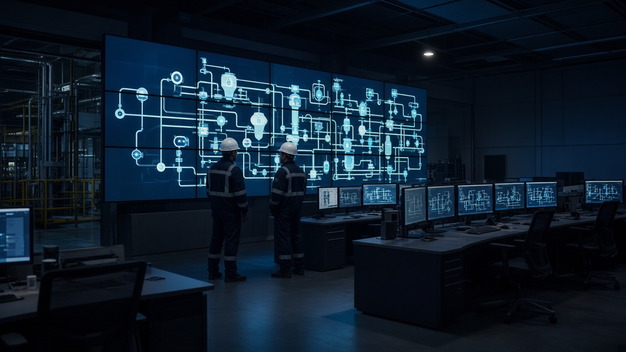 Process control room overseeing high-temperature and high-pressure synthesis
