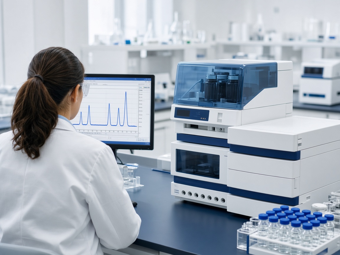 Analytical quality-control laboratory with HPLC instruments